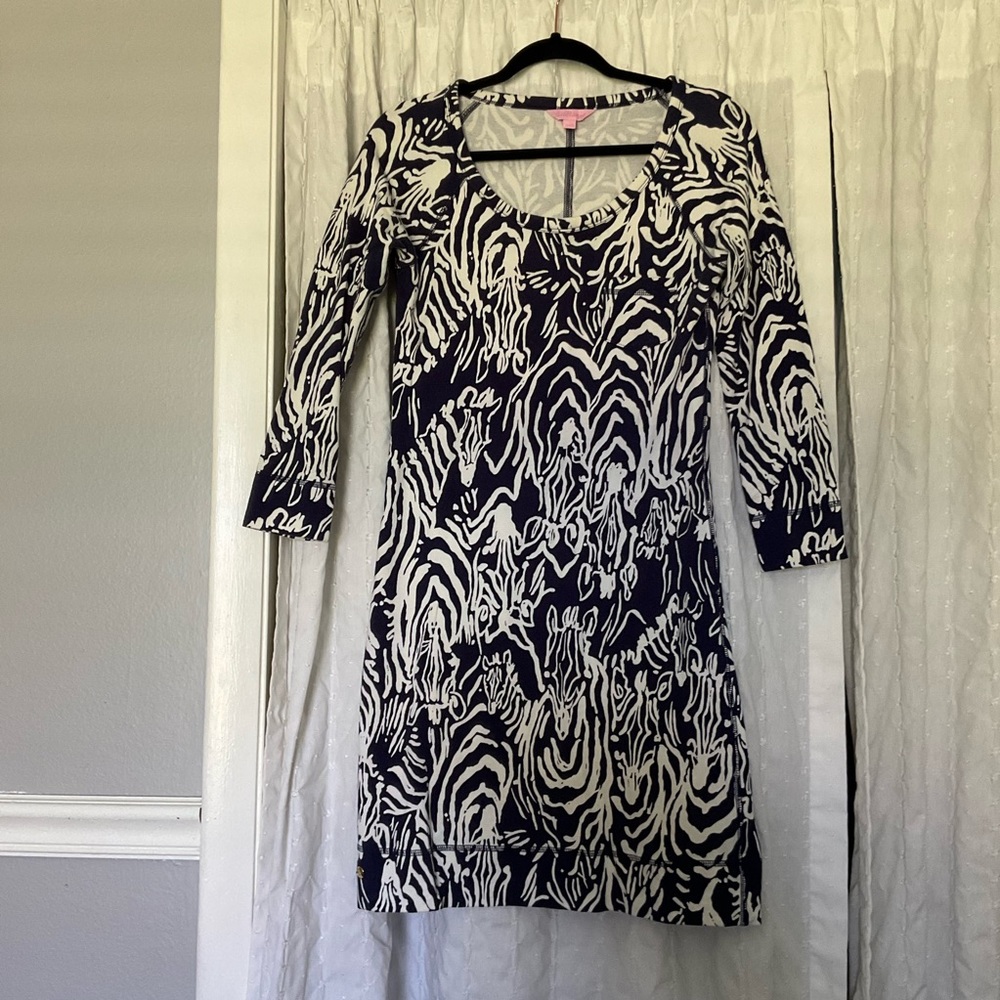 Lilly Pulitzer long sleeved dress - navy zebra